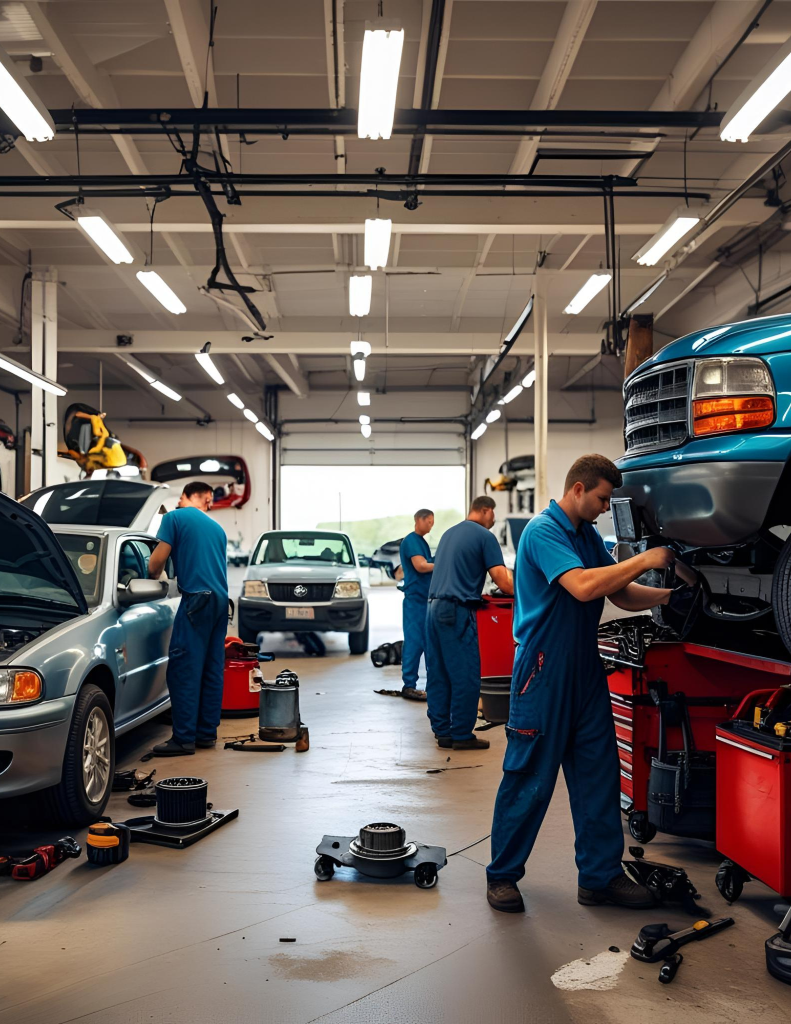 Busy auto repair shop Busy auto repair shop